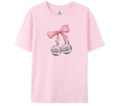 Trendy Coquette Cherry Disco Ball Bow T-Shirts Kawaii Y2k Aesthetic Graphic Tees Cute Vintage Mirror Ball T Shirt Women Clothing