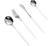 Juego de cubiertos con mango de color sólido, juego de cubiertos de acero inoxidable de 4 piezas, servicio de juego de utensilios de cocina para 1