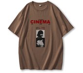Hirsionsan Cinema Letter Printed T Shirt Women Summer Cotton Soft Short Sleeve Tee Female Oversized Higt Street Gothic Top