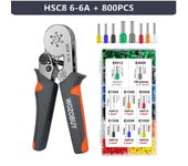 WOZOBUY Ferrule Crimping Tool Kit,HSC8 6-6A/6-4A Ratchet  Crimping Pliers, for Tubular Terminals,(Silver Head）