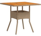 Mesa de Jardín sintético Madera Acacia Beige 80x80x75 cm