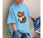 Adorable Kids Fashion Tee Capybara Illustration Perfect Summer Wear Soft Fabric Ideal Gift for Children All-in-one Base Shirt