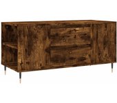 vidaXL Mesa de centro madera ingeniería 102x44,5x50 cm Blanco, Negro, Blanco brillante Mesita de Salón o Comedor o Auxiliar Mesa de Café Meuble Salón