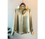 Casual Office Lady Silk Blouses Autumn Long Sleeve Button Up Shirt Women Elegant Winter Tops  Office Lady Acetate Blouse
