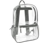 Mochipa transparente resistente con pulseras, bolsa de almacenamiento de PVC de gran capacidad, mochita para estudiantes con bolsos laterales para niños y niños, color gris.