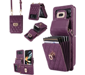Crossbody Wallet Case for Samsung Z Flip 4 Flip5 Fashion Metal Snap Leather Card Holder Lanyard Phone Cover Flip3 Fundas