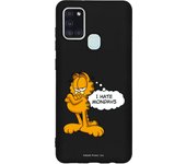 Funda original compatible con Samsung Galaxy A21s Negro con un diseño de Garfield Hate Mondays