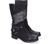 PuntoSalao Botas estilo motero tacón bajo para mujer color negro F6373