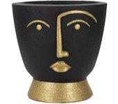 Jarrón Decorativo Cara 24, Poliresina, Negro, 25x25x25 cm