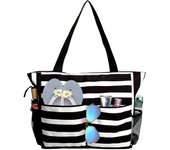 Bolsas de Playa para Mujer, bolsas de Playa grandes, Bolsa de Playa impermeable with Cremallera, Bolsa de piscina para Viajes de vacaciones, color Negro