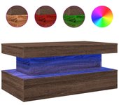 vidaXL Mesa de centro con luces LED 90x50x40 cm Blanco, Negro, Roble Sonoma Mesita de Salón o Comedor o Auxiliar Mesa de Café Meuble Salón