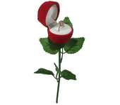 Flocked Rose Ring Box Long Root Rose Earring Ring Storage Box High-end Gift Box Engagement Ring Storage Box