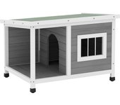 PawHut Caseta para Perros de Madera 85,5x62x60 cm Casa para Mascotas Refugio para Perros con Techo Asfáltico Impermeable y Ventana para Interior Exterior