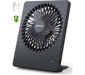 Ventilador de escretorio USB, mini ventilador recargable de 3 velocidades, con cateria de 4 a 16 horas de duración, 180 ° ajustable, Silencioso de 30 dB (Negro)