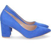 Zapatos de tacon comodo estilo salon y punta fina mujer azul