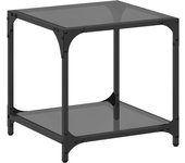 vidaXL Mesa de centro superficie vidrio y acero 40x40x40 cm Transparente, Negro, Mesita de Salón o Comedor o Auxiliar Mesa de Café Meuble Salón