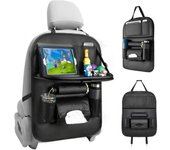 Organizador de coche Kick Mats, organizador de asiento trasero de 1 pieza con mesa y protector de respaldo de asiento de coche para niños con compartimento para iPad/tableta