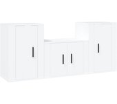 Set de muebles de TV 3 piezas Madera contrachapada Blanco