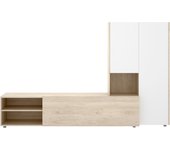 DEKIT GRUPO RIMOBEL KEI - MUEBLE DE SALON COMPACTO TV KEI - 140 X 227 X 40 CM - NATURAL / BLANCO
