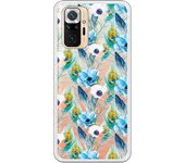 Funda compatible con Xiaomi Redmi Note 10 Pro / Pro Max - Patron flores y plumas azules