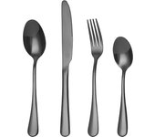 Mr.Spoon Juego 24 piezas cubiertos, Acero inoxidable 18/0, Color Negro brillo, Incluye cuchillo,tenedor,cuchara,cucharilla, Cubertería, Servicio para 6 Personas, Apto para lavavajillas. Ideas de regalo， Incluye bolsa de regalo.70187