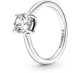 PANDORA Anillo solitario brillante, regalo sencillo de San Valentín para mujer. Anillo solitario brillante