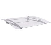 vidaXL Marquesina puerta policarbonato plata y transparente 120x90 cm