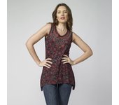 Koroshi Top sin mangas estampado étnico color rojo | Tendencia actual