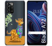 Funda Silicona Transparente para ZTE Blade A72 diseño Jirafa Dibujos