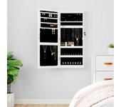 vidaXL Espejo con joyero y luces LED para pared blanco