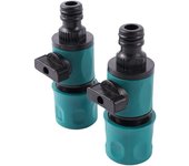 Conector rápido para manguera de jardín de 2 piezas de 16 mm, accesorios para tuberías de agua con válvula (16 mm)
