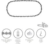 SANCO STORE - PAPILLON Cadena Motosierra 3/8" / 0.050" 1,3 mm. / 50 Eslabones / 91 P