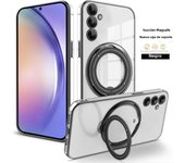 Plating Support Ring Magnetic Transparent Phone Case For Samsung Galaxy A55 A35 A25 A15 A05 S A54 A34 A24 A14 A53 A23 A52 4G 5G
