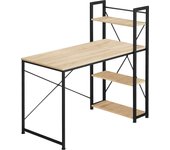 Tectake - Escritorio para ordenador Hershey 122 x 61 x 120 cm  De estilo industrial con estantes integrados  Tableros de aglomerado con un fino veteado y protector de melamina  Estructura resistente de acero con revestimiento en polvo