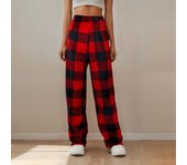 Women'S Plush Pajama Pants Soft Elastic Waist Mid-High Rise Sleep Pants Classic Plaid Pant Belt 2 Pockets Perfect For Winter