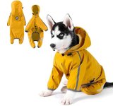 Chubasquero para perros, reflectante, amarillo, impermeable, para perros con capucha, chaqueta de lluvia ajustable para perros pequeños, medianos y grandes, adecuado para perros de 9 a 13 libras oo4