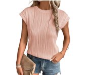 Jocoo Jolee Women's Short Sleeve Crop Tops Crewneck Textured Tops Cute Summer Tank 2024 Basic T-Shirts Work Blouses