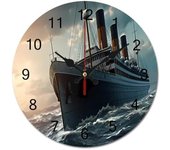 Titanic Velero Relojes de Pared de Madera Reloj Retro sin tictac Oficina en casa Cocina Decoración de Granja 25 * 25 cm
