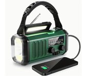Radio de emergencia de 10000 mAh, radio con energía solar, radio con manivela, radio meteorológica NOAA AM/FM, 3 métodos de carga, batería de polímero, sirena SOS, cargador de teléfono celular en caso de emergencia