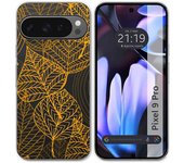 Tumundosmartphone Funda Silicona Transparente para Google Pixel 9 Pro 5G diseño Hojas Dibujos