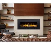 Vente-unique - Chimenea eléctrica LALITA - Largo 110 x Ancho 14 x Alto 49 cm - Negra