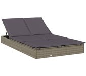 vidaXL Tumbona 2 personas ratán sintético con cojines Negro y crema, Gris, Negro Sillas de Exterior Ideal para jardín, playa, piscina, terraza Tumbona Piscina Tumbonas Playa Tumbonas Jardín Exterior