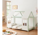 Cama para niños Tostedt en forma de casita 90x200 cm - Verde menta/Blanco [en.casa]