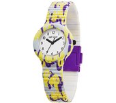 Reloj Hip Hop Logo Mania de Mujer con Dial Blanco y Movimiento de 3 Cuarzos