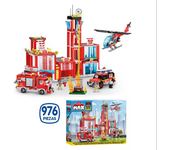 Construccion Estación de Bomberos y Estación de Policia Max Build con vehículos y accesorios 976 pzas 55 x 40 cm - Modelos surtidos (Zuru 83165-83162)