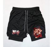 Anime Baki Hanma Gym Shorts Men Women Fitness Manga Print 2 in 1 Sports Performance Shorts Workout Quick Dry Mesh Short Pants
