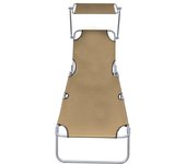vidaXL Tumbona plegable con capota acero y tela Gris, Taupé, Azul Sillas de Exterior Ideal para jardín, playa, piscina, terraza Tumbona Piscina Tumbonas Playa Tumbonas Jardín Exterior