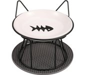 Comedero Elevado para Gatos con soporte de metal Negro, cuencos de Cerámica para Gatos, juego de comederos antivómitos, Comedero Elevado para Gatos.