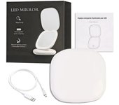 2 Face Sides Touch Compact Led 3 Colors Mini Foldable Cosmetic Charge Makeup Mirror With Light 5X Magnifying Compact Handheld