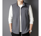 Men's Casual and Fashionable Fleece Embroidered Vest with Plush Jacket